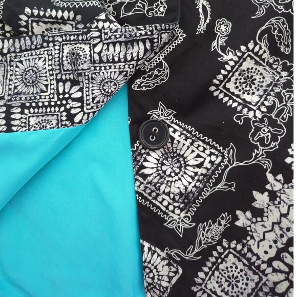 Coldwater Creek Black & White Lined Button Up 3/4 Sleeve Jacket Women's size 18W - Picture 4 of 8